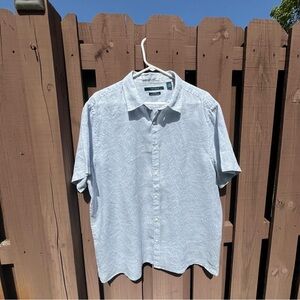 PERRY ELLIS Light Blue/White 100% Linen Short Sleeve Shirt Men's XXL